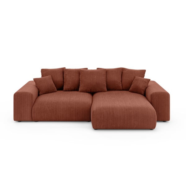 Tellisevärvi velvetist panipaigaga nurgadiivanvoodi (muutuv) Luma – Ropez