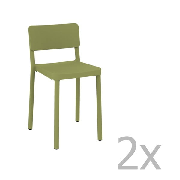 Sada 2 zelených barových židlí vhodných do exteriéru Resol Lisboa, výška 72,9 cm