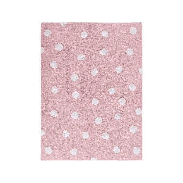 Roosa pestav käsitsi kootud puuvillane laste vaip 120x160 cm Polka Dots Pink - Lorena Canals