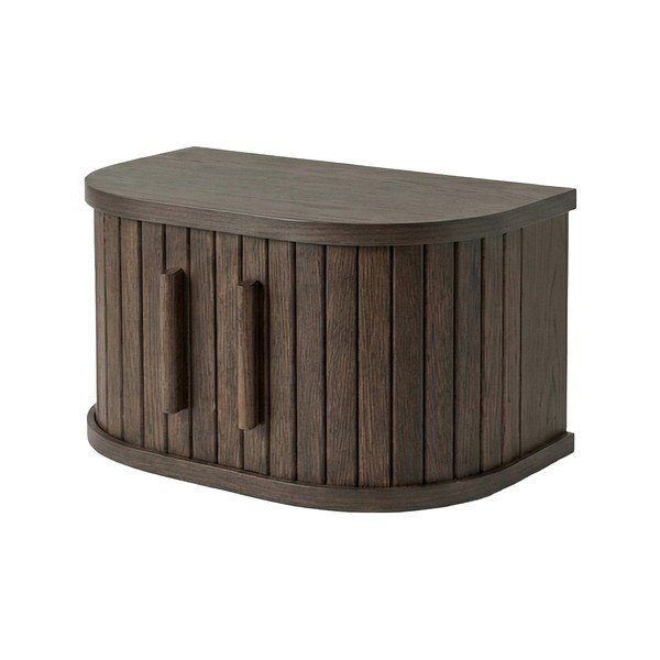 Rippuv/riiulitega öökapp tammepuust dekooriga tumedas naturaalses värvitoonis Meta - Unique Furniture
