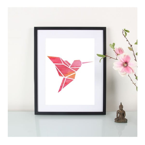 Plakát Origami Kolibri Pink, A3