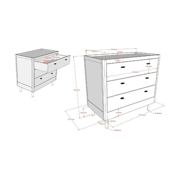 Valge lastekapp pöögipuust 100x95x55 cm Forrest - Vipack-image-3