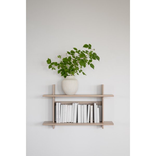 Kahekordne riiul tammepuust heledas naturaalses värvitoonis 75 cm Westlock - Rowico-image-1