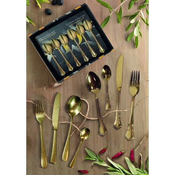 Roostevabast terasest söögiriistad 16 tk kuldset värvi Posate Old - Brandani-image-2