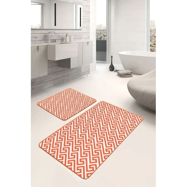 Oranžid sametist vannitoamatid 2tk komplektis 60x100 cm - Mila Home-image-1