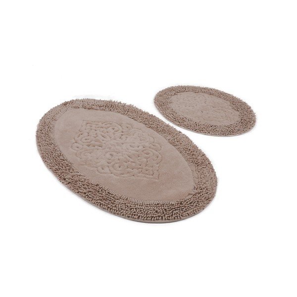 Sada 2 světle hnědých oválných koupelnových předložek Chilai Piante Oval-image-2