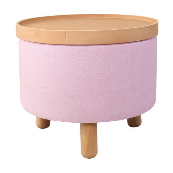 Růžová stolička s detaily z bukového dřeva a odnímatelnou deskou Garageeight Molde, ⌀ 50 cm