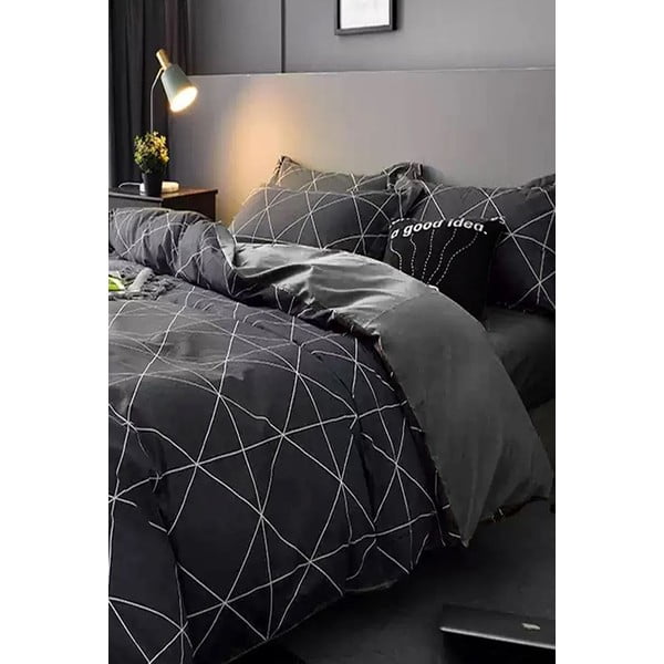 Tumehall puuvillane voodipesu kaheinimesevoodile/ pikendatud voodile koos linaga 200x220 cm - Mila Home