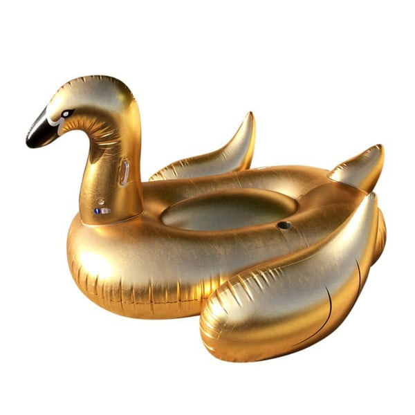 Nafukovací lehátko ve zlaté barvě ve tvaru labutě Sunvibes Dorée