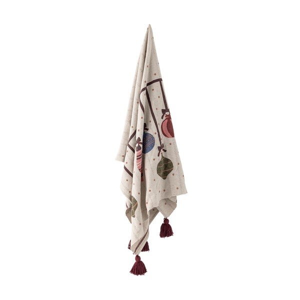 Beež jõulumotiiviga taaskasutatud puuvillast tekk, 130x160 cm Ornamentia – Bloomingville-image-2