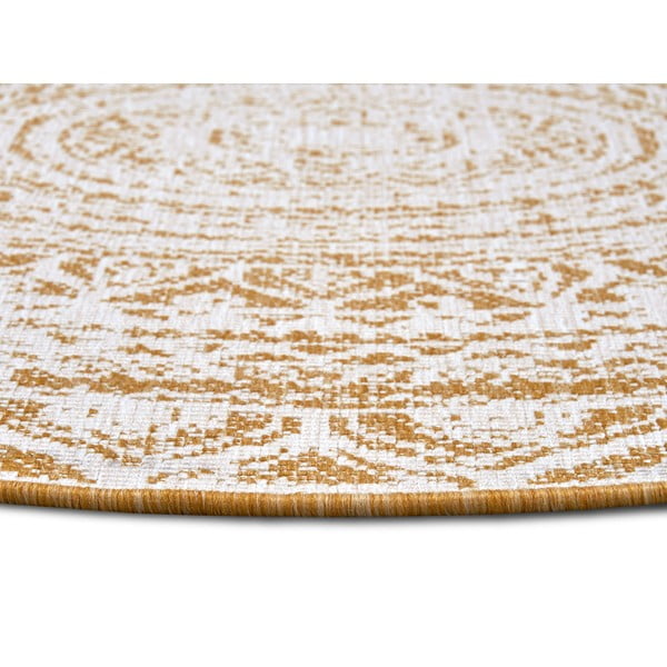Ookerkollane-valge ümmargune õuevaip ø 140 cm Siruma - NORTHRUGS-image-3