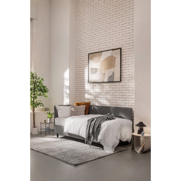 Hall polsterdatud üheinimesevoodi koos panipaiga ja madratsiga 90x200cm Avela - Bonami Selection-image-1