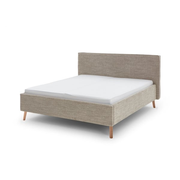Beež polsterdatud kaheinimesevoodi koos voodipõhjaga 180x200 cm Riva – Meise Möbel