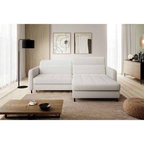 Kreem bouclé-kangast lahtikäiv/sahtliga nurgadiivan (parem nurk/lamamisosaga) Gomsi – ELTAP-image-3