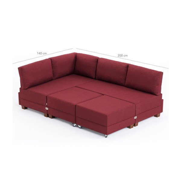 Vínová rozkládací pohovka levý roh 2 odkládacími deskami Balcab Home Diana-image-2