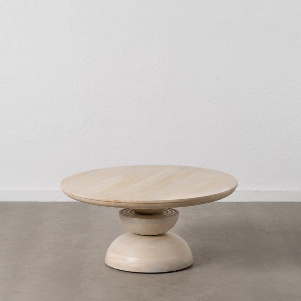 Kreem ümmargune diivanilaud mangopuidust ø 90 cm Batel - Ixia-image-1