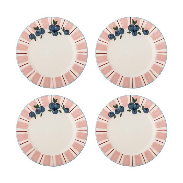 Roosad/kreemjad magustoidutaldrikud 4-osalise komplektiga, valmistatud kivikeraamikast, ø 20,5 cm Carry - Bloomingville