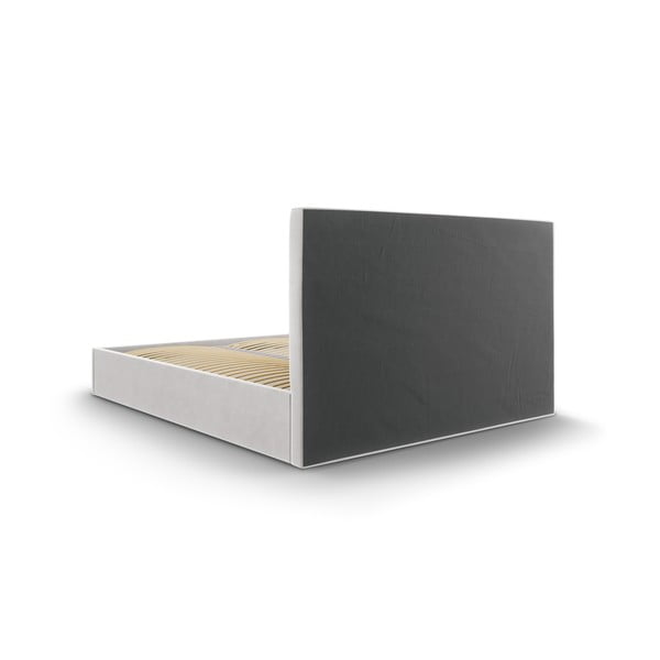 Helehall polsterdatud kaheinimese voodi, millel on riiulid 160x200 cm ja panipaik Juniper - Mazzini Beds-image-4