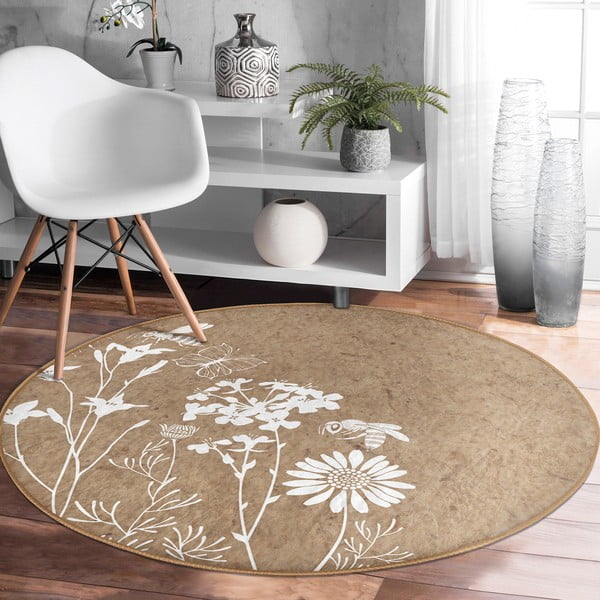 Helepruun pestav ümmargune vaip, sobitub robottolmuimejaga ø 80 cm Comfort - Mila Home-image-3