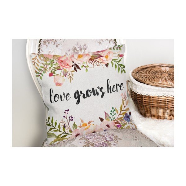 Puuvillasegust padjapüür Love Grows Here, 45 x 45 cm - Minimalist Cushion Covers-image-2