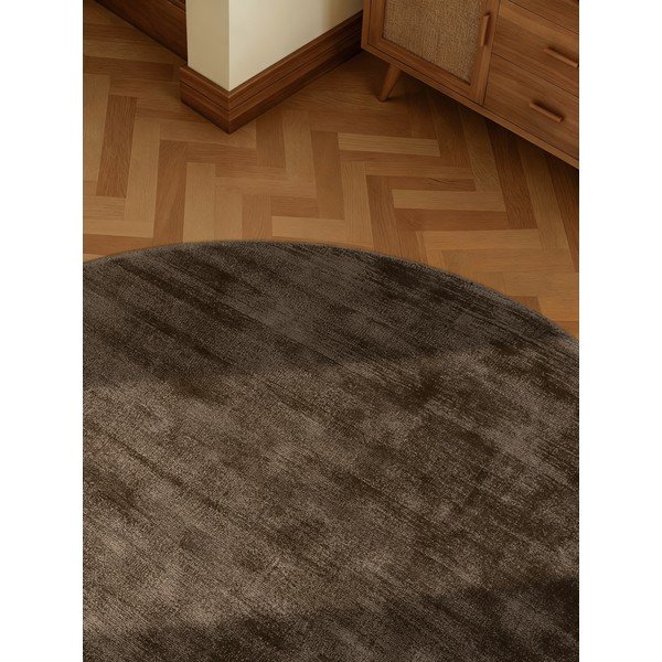 Pruun käsitsi kootud ümmargune viskoosvaip ø 150 cm Noemi - Vikosa-image-3