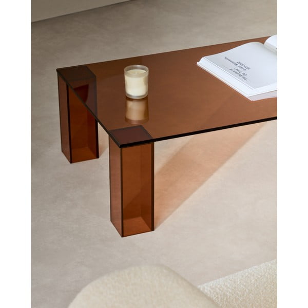 Pruun klaasist diivanilaud 60x140 cm Adularia - Kave Home-image-2