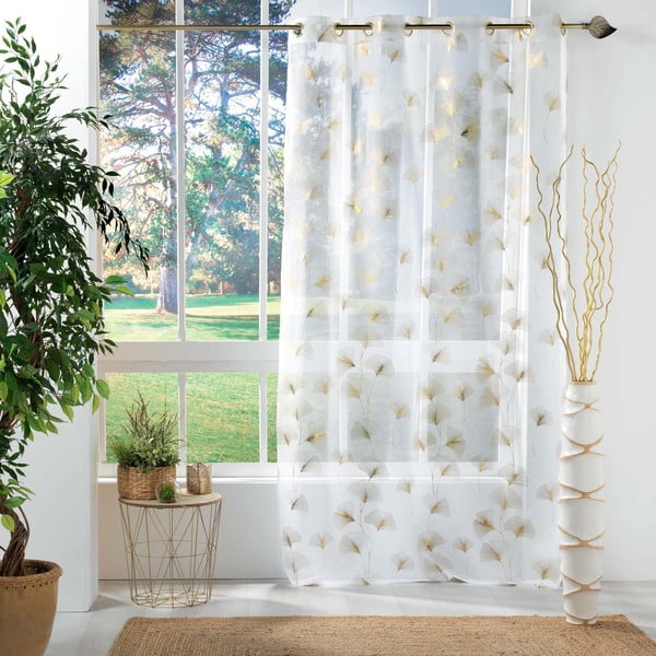 Valge-kuldne voile kardin 140x240 cm Ginkgold - douceur d'intérieur-image-2