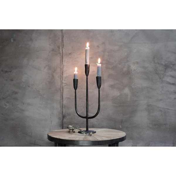 Mustast metallist kolmekäeline küünlajalg, kõrgus 39 cm Mbata - Nkuku-image-1