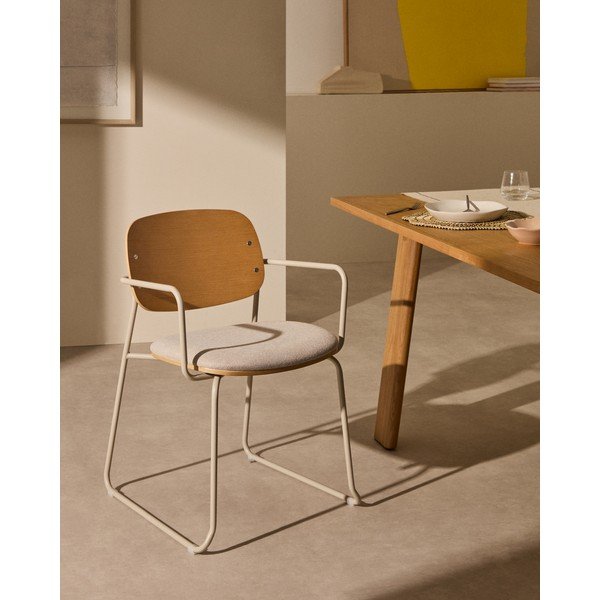 Beež metallist söögitool käetugedega Meli - Kave Home-image-1