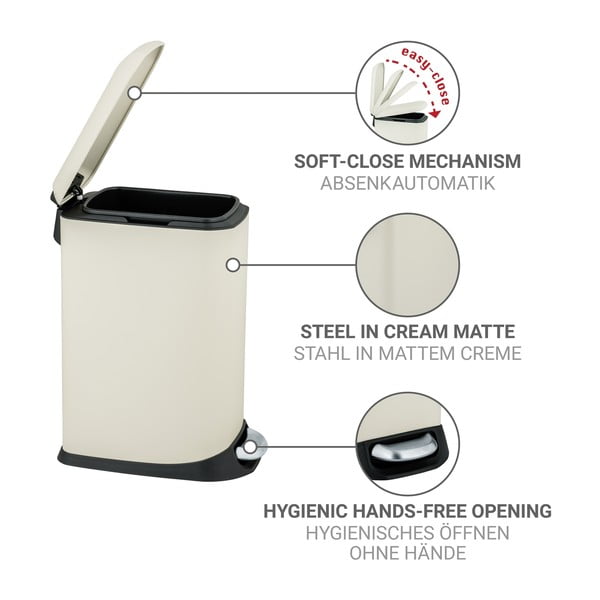 Kreem terasest prügikast 20 l Design - Wenko-image-4