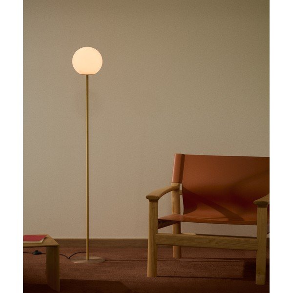 Valge/kuldne põrandalamp klaasist varjuga (kõrgus 155 cm) Brisia - Kave Home-image-1