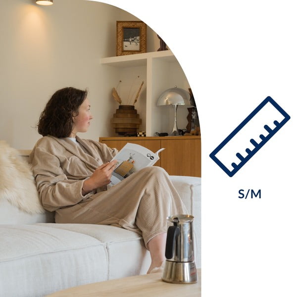 Taupe mikroplüüsist hommikumantel suurus S/M Elena - Tiseco Home Studio-image-2