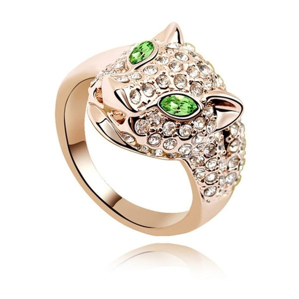Pozlacený prsten se zelenými krystaly Swarovski Fiera, velikost 52
