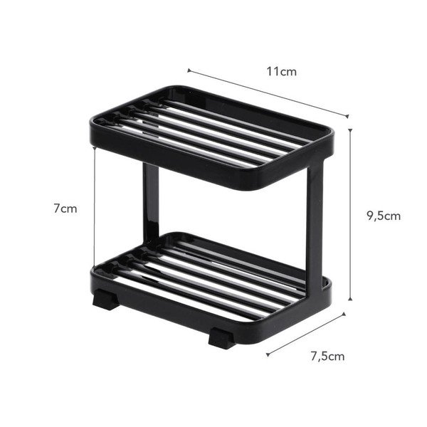 Musta värvi korpuse seebitaldrik koos hoiuruumiga Tower - YAMAZAKI-image-3