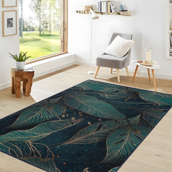 Petrooleumivärvi pestav vaip 80x150 cm Midnight Jungle - Mila Home-image-2