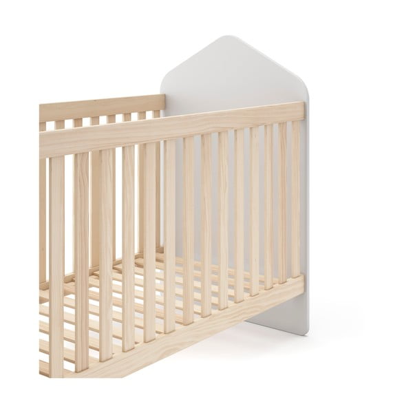 Valge/loomulik lastevoodi mänd 60x120 cm Estefania - Marckeric-image-4