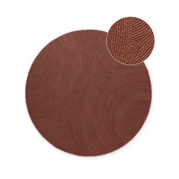 Käsitsi kootud villane ümmargune vaip telliskivi värvi ø 150 cm Calmio - Hanse Home