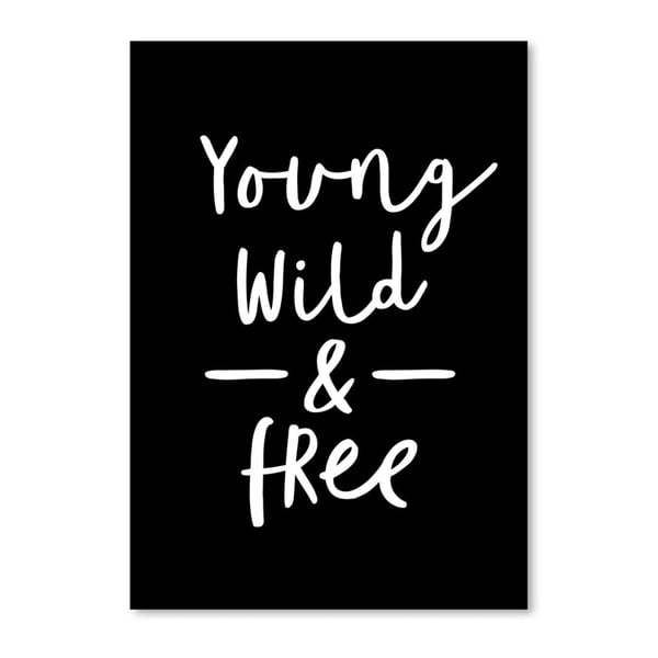 Černý plakát Americanflat Young & Wild, 42 x 30 cm