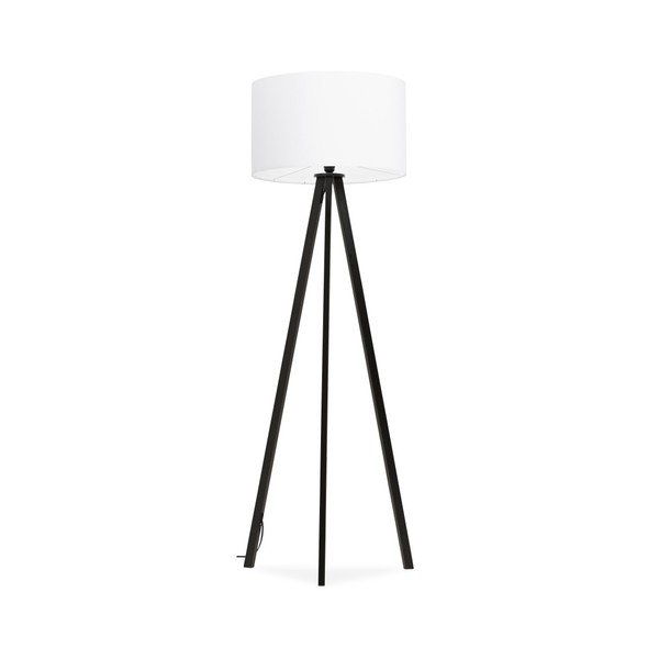 Stojací lampa s černou konstrukcí a bílým stínítkem Kokoon Trivet