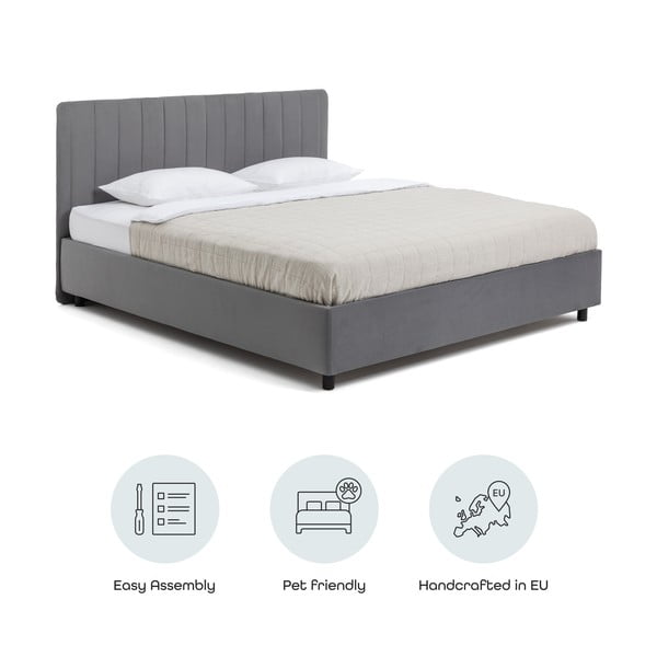 Hall polsterdatud kaheinimesevoodi koos voodipõhja ja panipaigaga 180x200cm Myra Slim Line - Bonami Selection-image-4