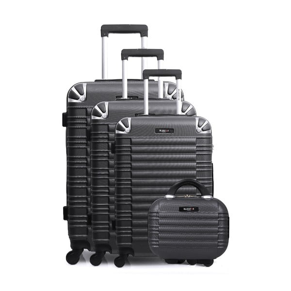 Sada 4 černých cestovních kufrů na kolečkách a toaletního kufříku Bluestar Vanity