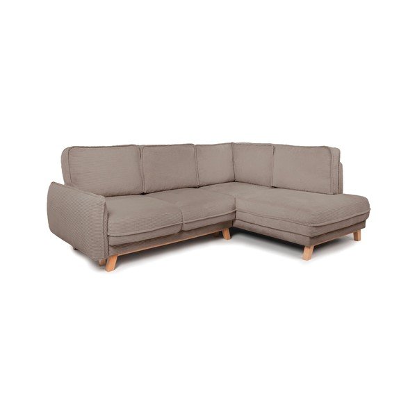Taupe värvi velvetist diivanvoodi/panipaigaga nurgadiivan (parempoolne/L-kujuline) Tori - Bonami Selection-image-1