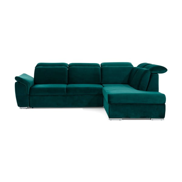 Roheline sametist lahtikäiv/sahtliga nurgadiivan (parem nurk/L-kujuline) Loreto – ELTAP