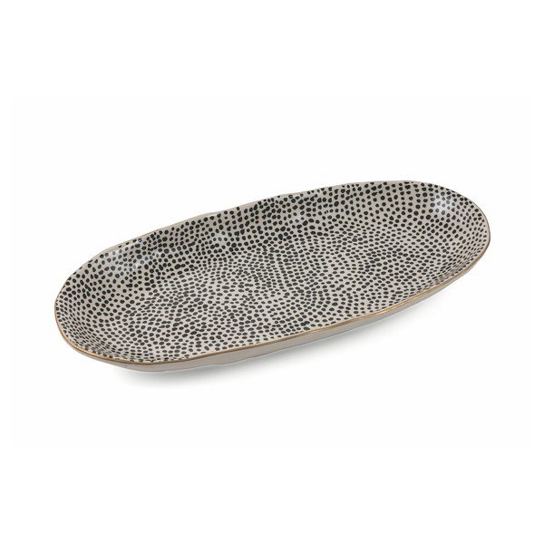 Černý oválný talíř z kameniny Villa d'Este Masai, délka 39 cm-image-1