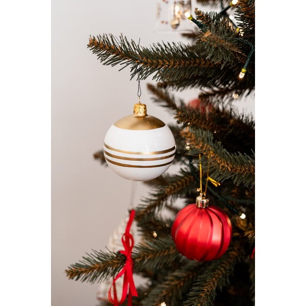 3 klaasist jõulukaunistuste komplekt valge-kuldne - Ego Dekor-image-1