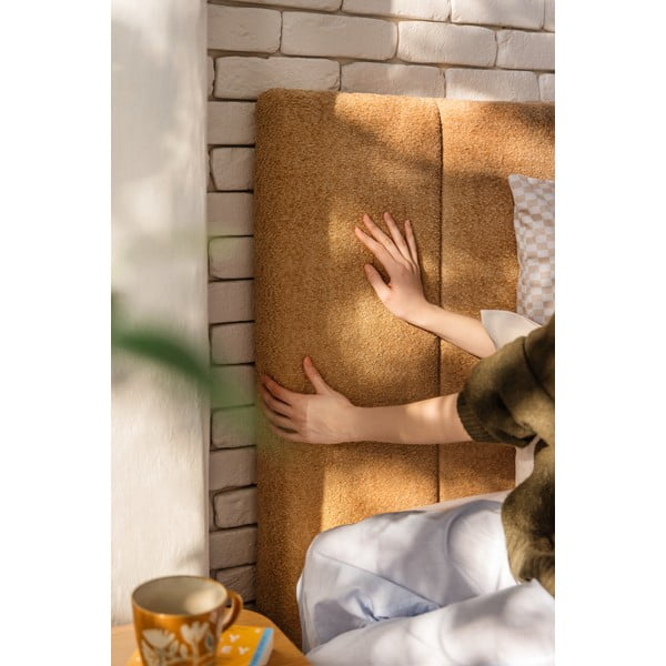 Sinepivärvi polsterdatud kaheinimesevoodi koos voodipõhja ja panipaigaga 160x200cm Thessa Bold Line - Bonami Selection-image-3