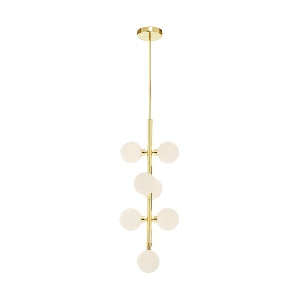 Valge/kuldse värvi metallist ripplamp klaasist varjuga, ø 27 cm Trieste - Premier Housewares-image-3