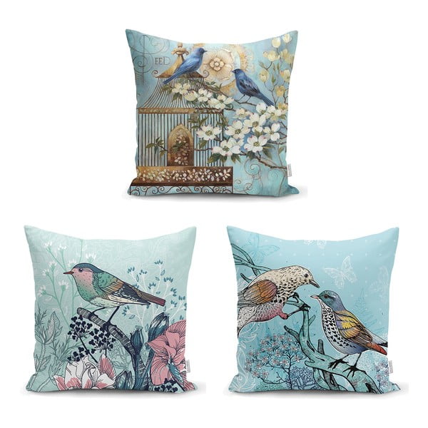 3 padjapüüri komplekt Linnud Ükssarvik, 45 x 45 cm - Minimalist Cushion Covers