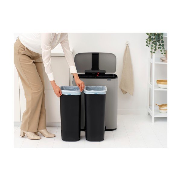 Helehall terasest prügikast 2x30 l sorteeritud jäätmete/sissekäiguga prügi jaoks Bo - Brabantia-image-2