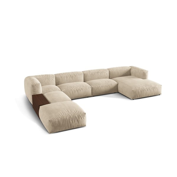 Beež-kreem bukleekangast modulaarne nurgadiivan (vasak nurk/"U") Martina - Micadoni Home-image-2